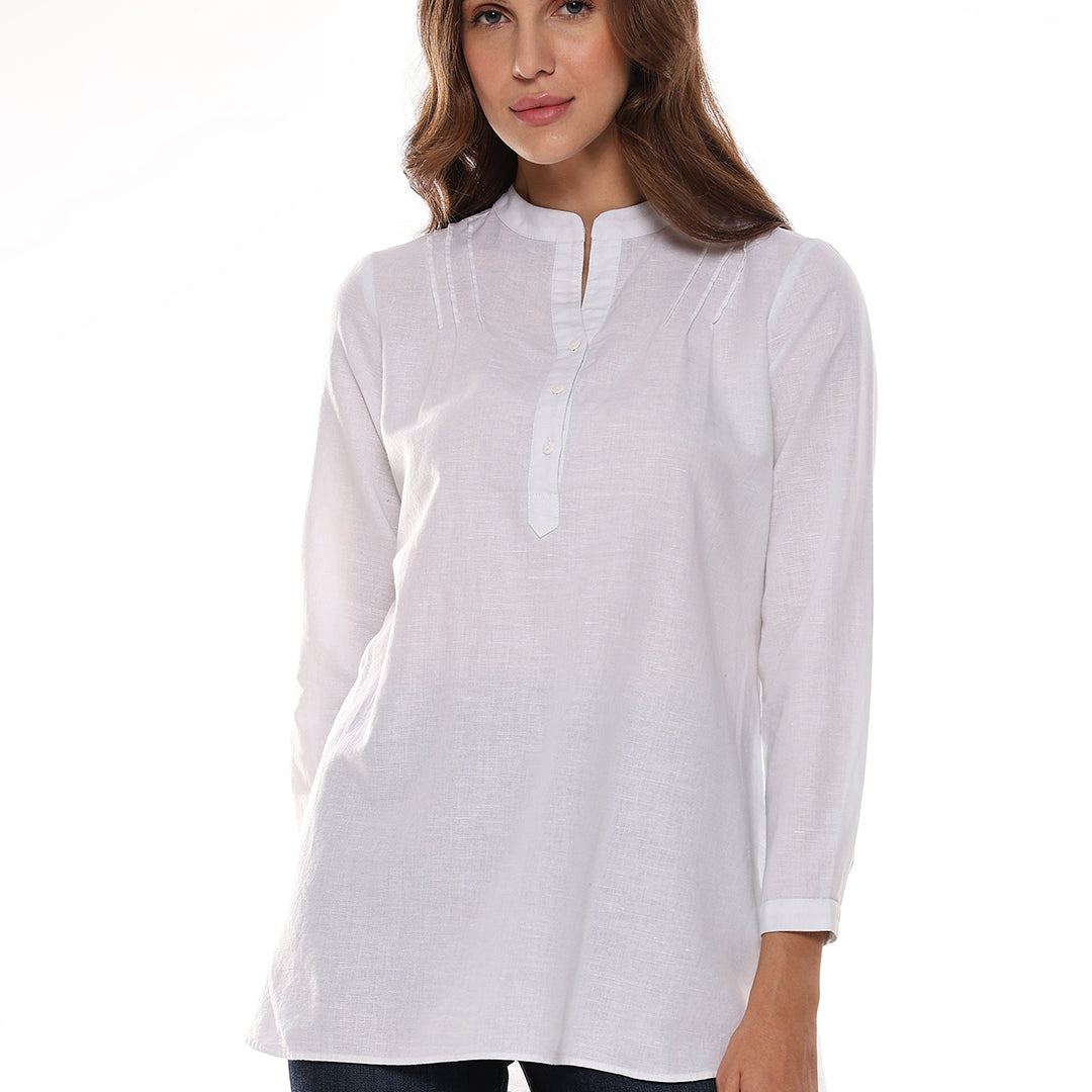 Alexa Cotton Linen Plus Size Tunic Shirt