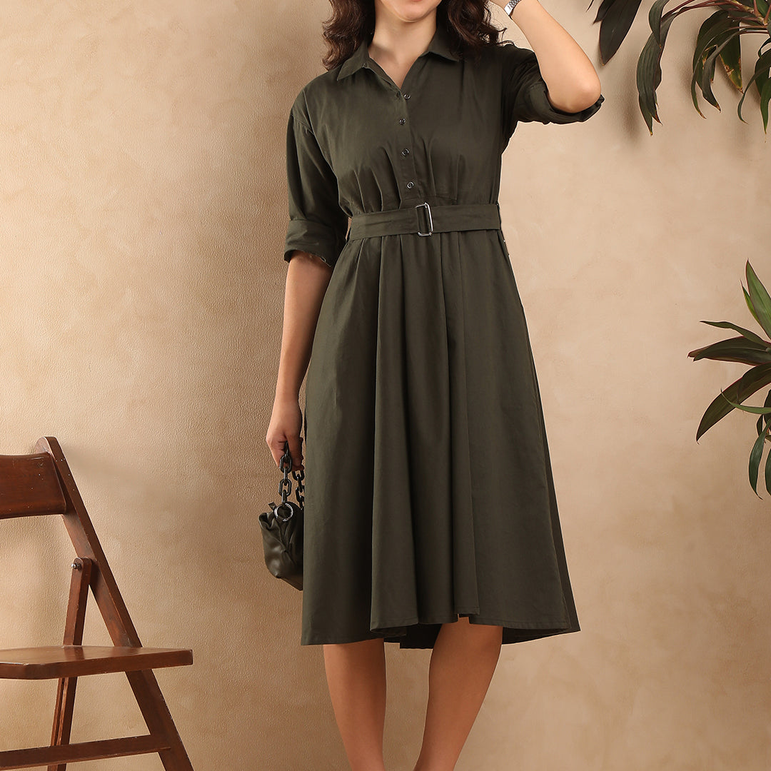 Diana Cotton Formal Midi Shirt Dress