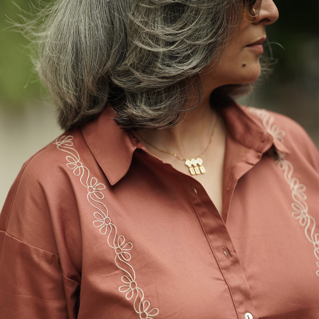 Danika Embroidered Short Sleeves Cotton Shirt