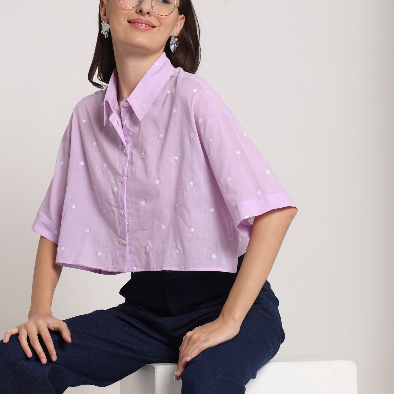 Christian Lavender Cropped Shirt