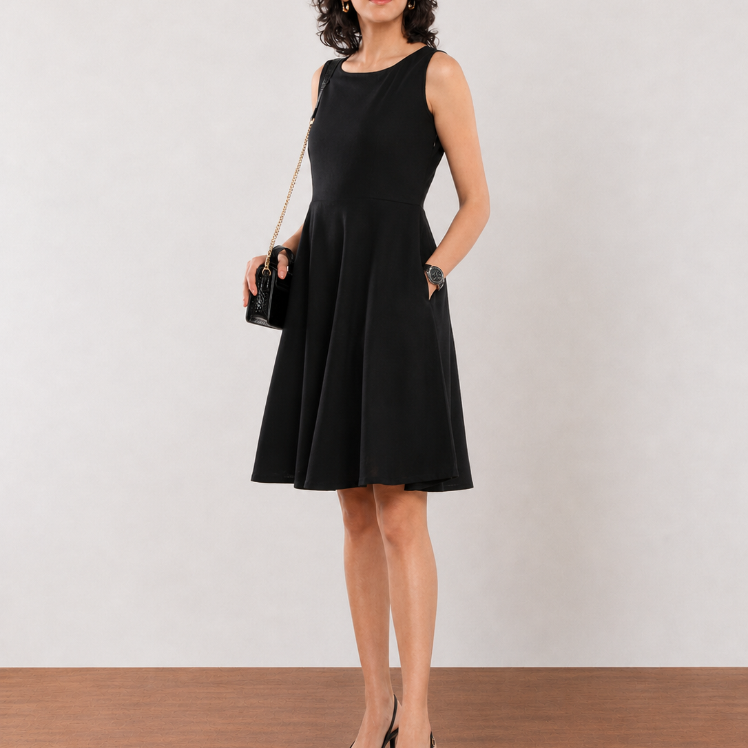 Emily Black Formal Soft Linen Dress