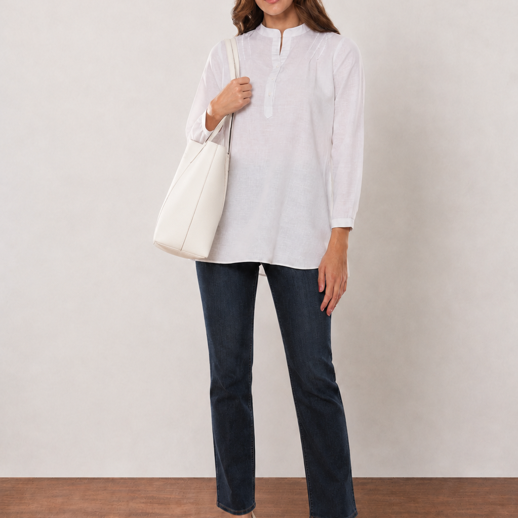 Alexa Cotton Linen Plus Size Tunic Shirt