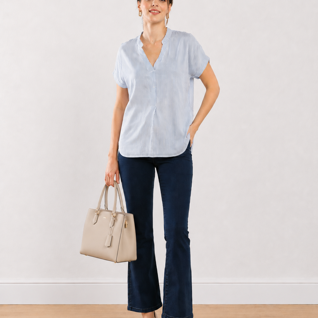 Ellora Stripes Formal Top