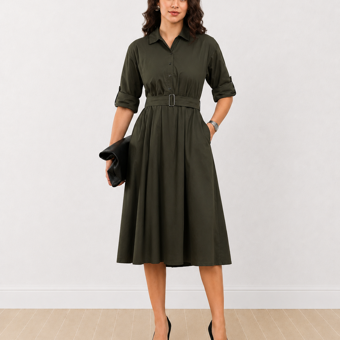 Diana Cotton Formal Midi Shirt Dress
