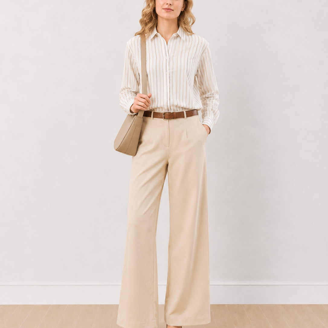 Dream Beige Striped Formal Shirt