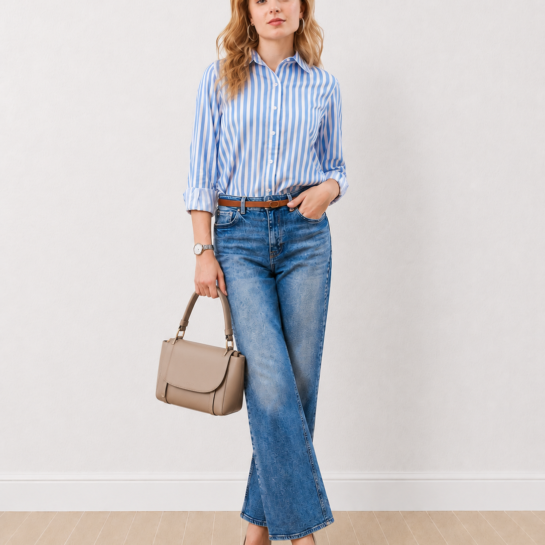 Dede Blue & White Striped Formal Shirt