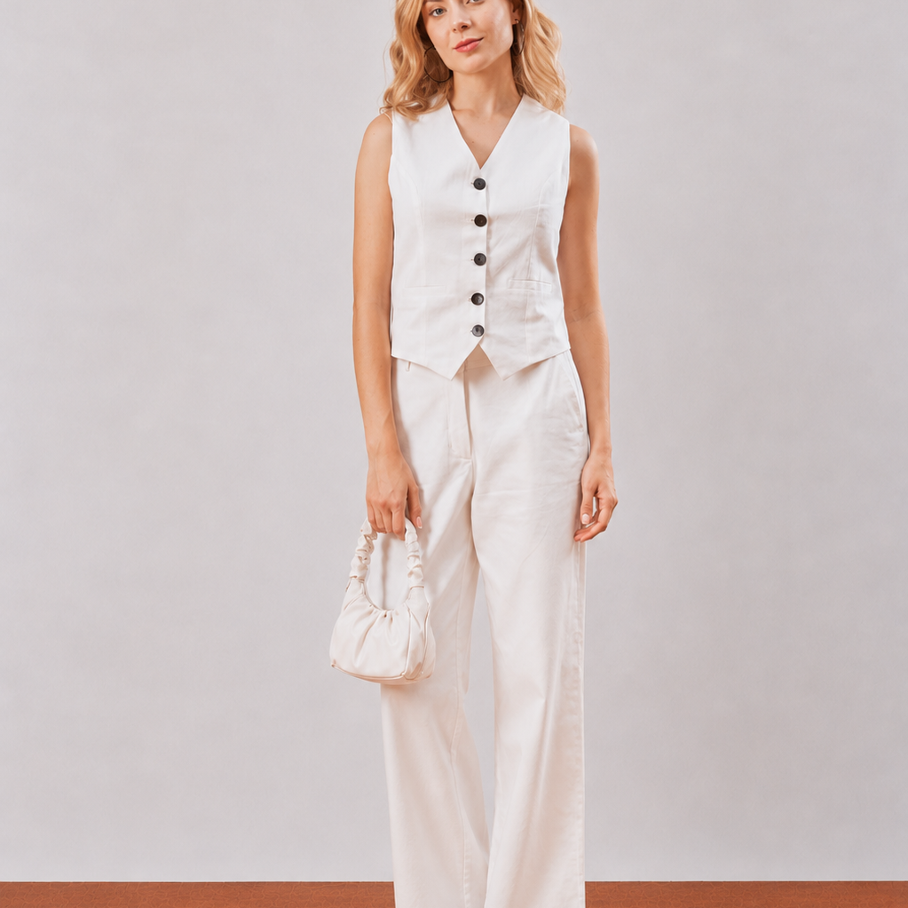 Dina Vest Stylish Cotton Linen Co-Ord Set