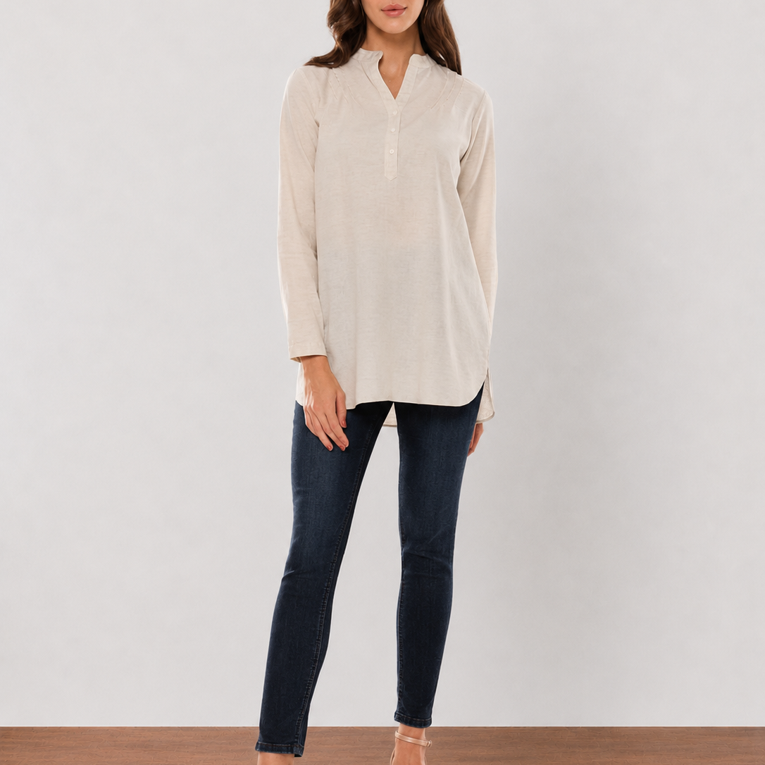 Alexa Cotton Linen Plus Size Tunic Shirt