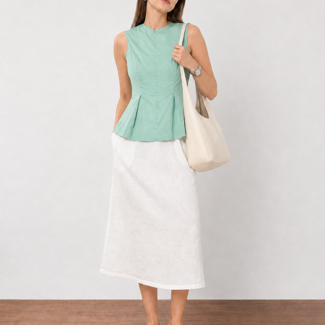 Farina Pleated Sleeveless Formal Top
