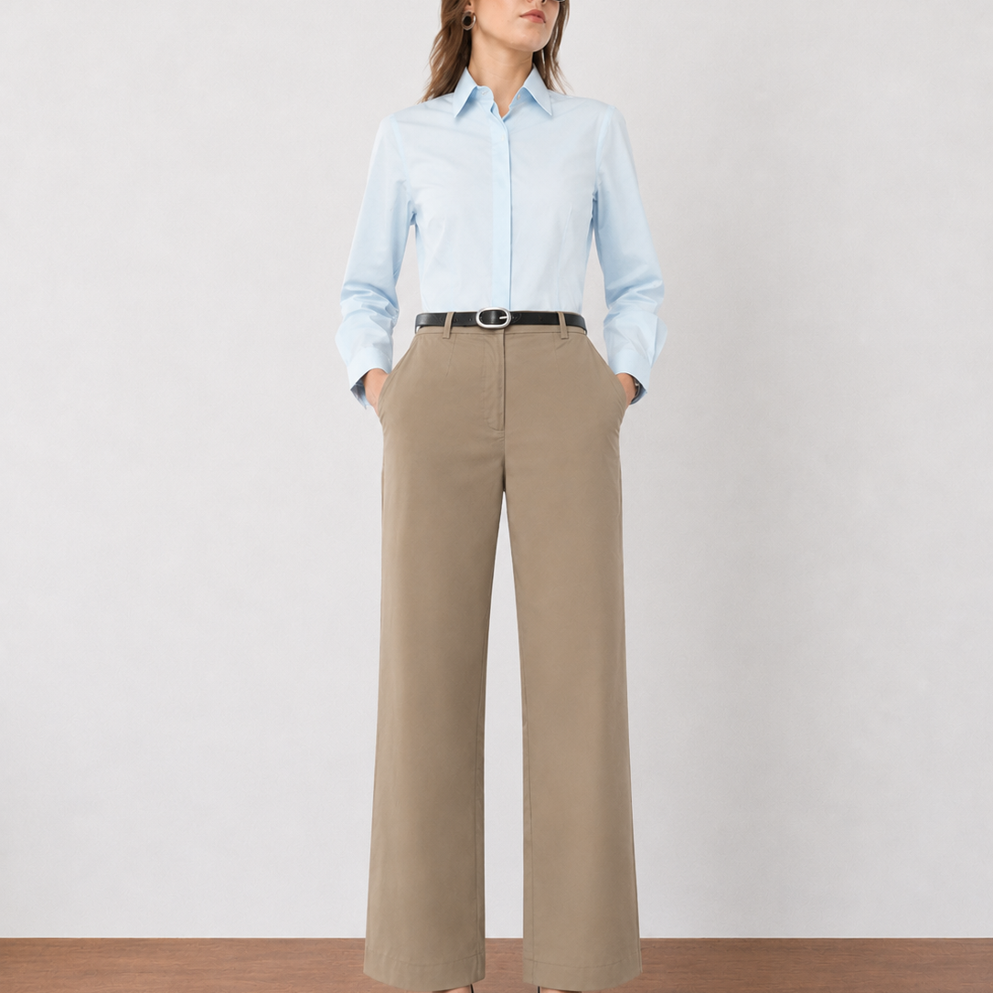 Faye Cotton Flat Front Pants