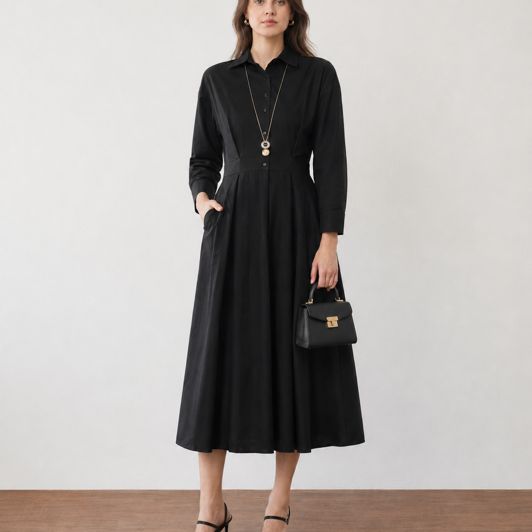 Francesca Drop Shoulder Formal Midi Dress