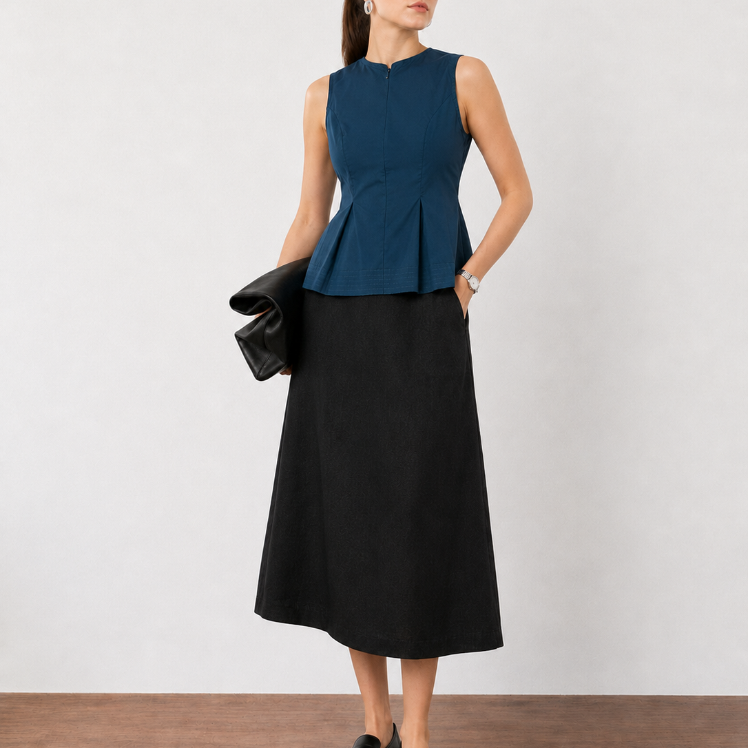 Farina Pleated Sleeveless Formal Top