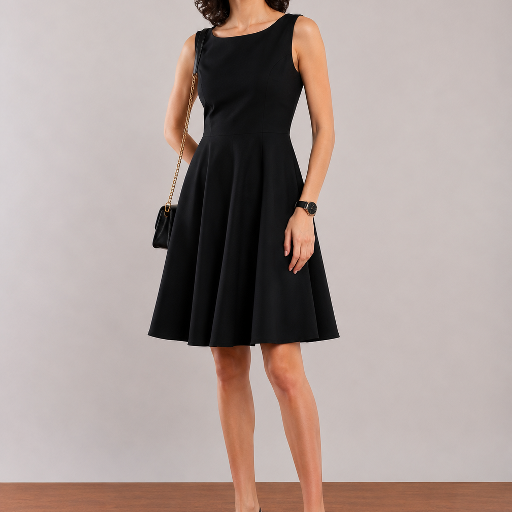 Emily Black Formal Soft Linen Dress