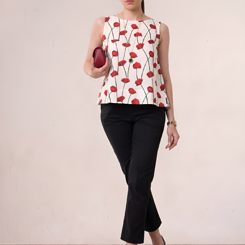Gaya Red Floral Print Top