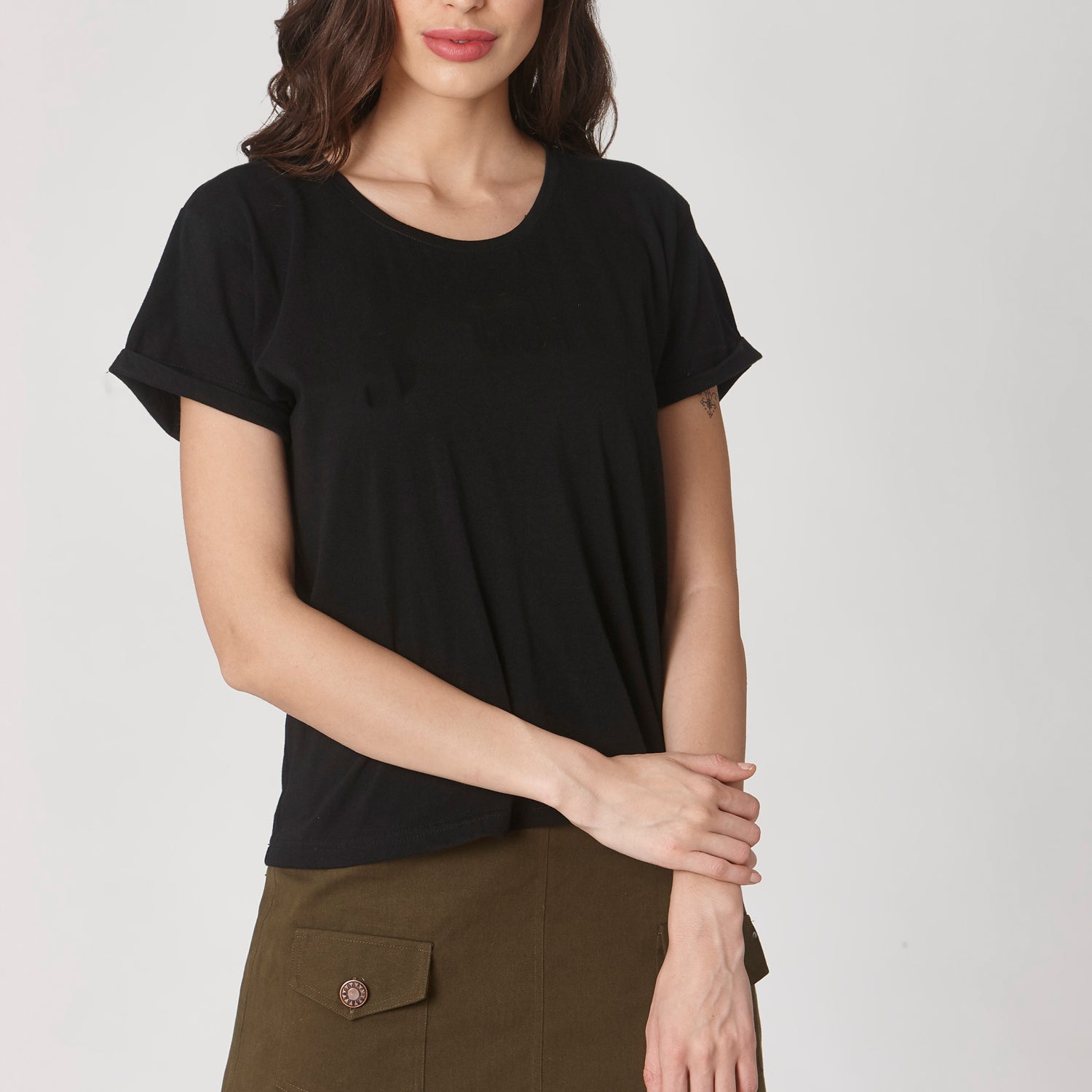 Aspen Black Loose Cotton Tshirt