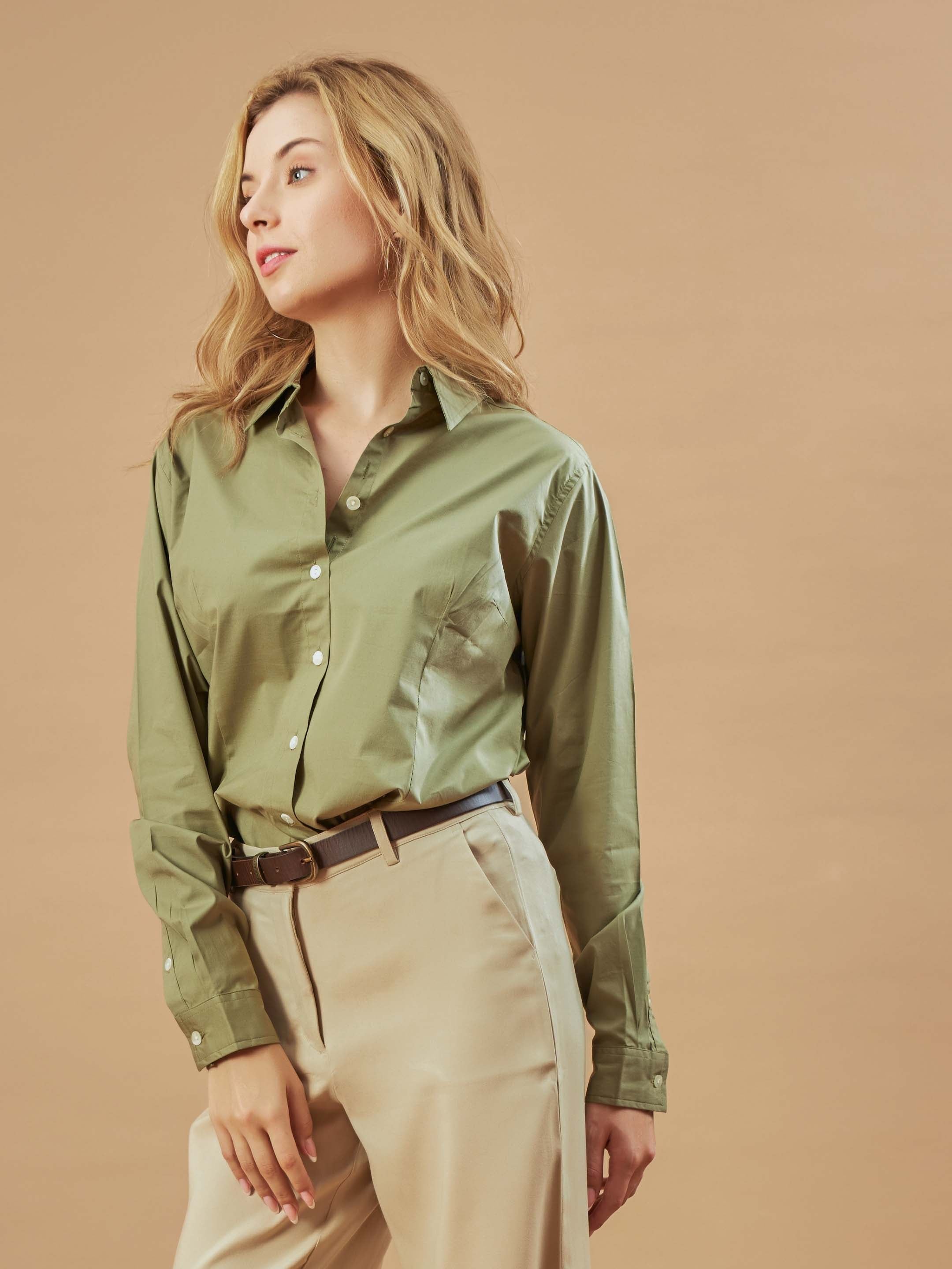 Girl wearing yellow striped full sleeves women's shirt from Gazillion