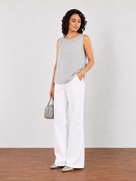 Enola Grey Cotton Classy Formal Sleeveless Top