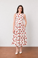 Gina Red Floral Print Dress
