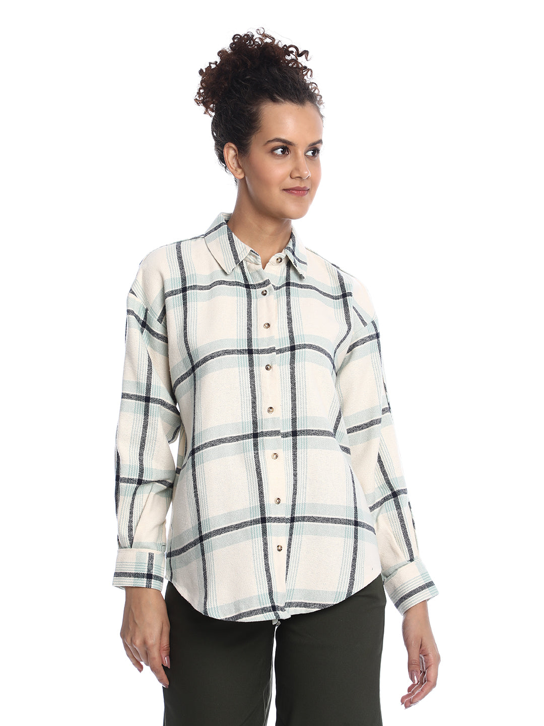 Barbara Checks Oversized Brushed Cotton Shirt