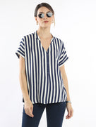 Esme Blue & White Stripes Stylish Formal Top