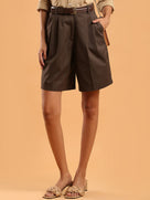 Camila Olive Green Knee Length Bermuda Shorts