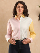 Deera Pastel Colour Blocked Cotton Oversized Shirt