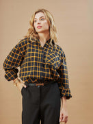 Dimona Black Checks Cotton Oversized Shirt