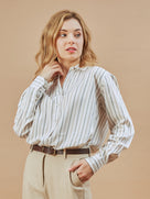 Dream Beige Striped Formal Shirt
