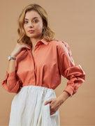 Dasha Cotton Oversized Shirt with Metal Studs