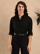 Dorothy Black Oversized Metallic Studs Viscose Shirt