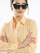 Eva Yellow Stripes Cotton Formal Shirt
