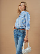 Dede Blue & White Striped Formal Shirt