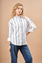 Darlina Striped Cotton Oversized Shirt