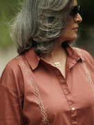 Danika Embroidered Short Sleeves Cotton Shirt