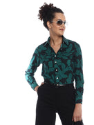 Beca Dark Green Floral Print Cotton Shirt