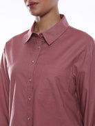 Alanis Onion Pink Cotton Oversized Shirt for Women - Copenhagen Fit from GAZILLION - Left Side Detail