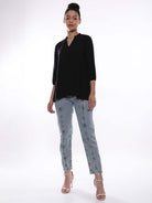 Alda Black Soft Viscose Loose Top for Women - Florence Fit from GAZILLION - Full Standing Stylised Look