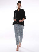 Alda Black Soft Viscose Loose Top for Women - Florence Fit from GAZILLION - Standing Stylised Look With Accessories