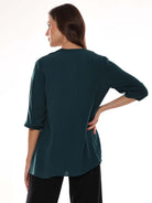 Alda Bottle Green Soft Viscose Loose Top for Women - Florence Fit from GAZILLION - Back Look