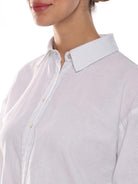 Alexis White Cotton-Linen Drop-Shoulder Shirt for Women - Paris Fit from GAZILLION - Front Detail