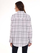 Alivia White Checks Oversized Shirt for Women - Brussels Fit from GAZILLION - Back Look