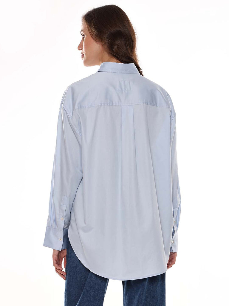 Alma Sky Blue Giza Cotton Oversized Shirt for Women - Brussels Fit from GAZILLION - Back Look