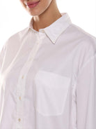 Alma White Giza Cotton Oversized Shirt for Women - Brussels Fit from GAZILLION - Left Side Detail