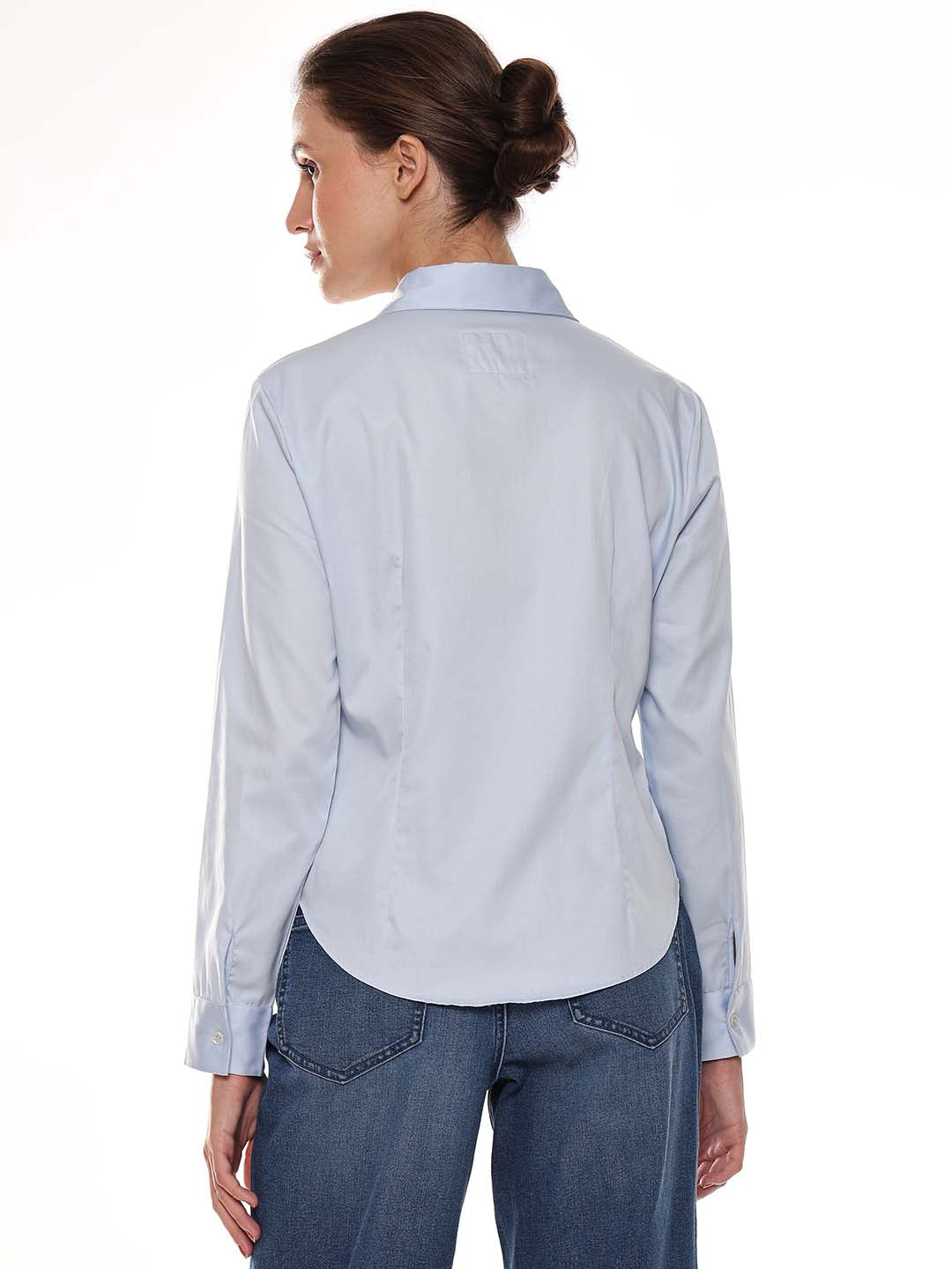 Alora Sky Blue Giza Cotton Fitted Formal Shirt for Women - Munich Fit from GAZILLION - Back Look