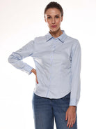 Alora Sky Blue Giza Cotton Fitted Formal Shirt for Women - Munich Fit from GAZILLION - Front Look