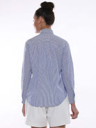 Alvina Blue & White Striped Cotton Shirt for Women - Lisbon Fit from GAZILLION - Back Look