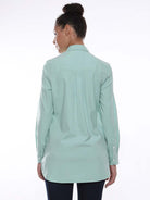 Anemone Mint Green Coloured Denim Long Shirt for Women - Rome Fit from GAZILLION - Back Look