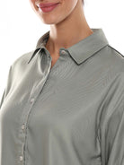 Angel Sage Green Soft Viscose Drop Shoulder Shirt for Women - Paris Fit from GAZILLION - Front Detail