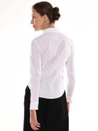 Anna White Cotton Formal Shirt for Women - Munich Fit from GAZILLION - Back Look