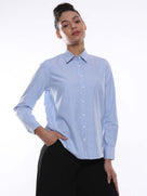 Aria Sky Blue Oxford Cotton Shirt for Women - Zurich fit from GAZILLION - Front Look